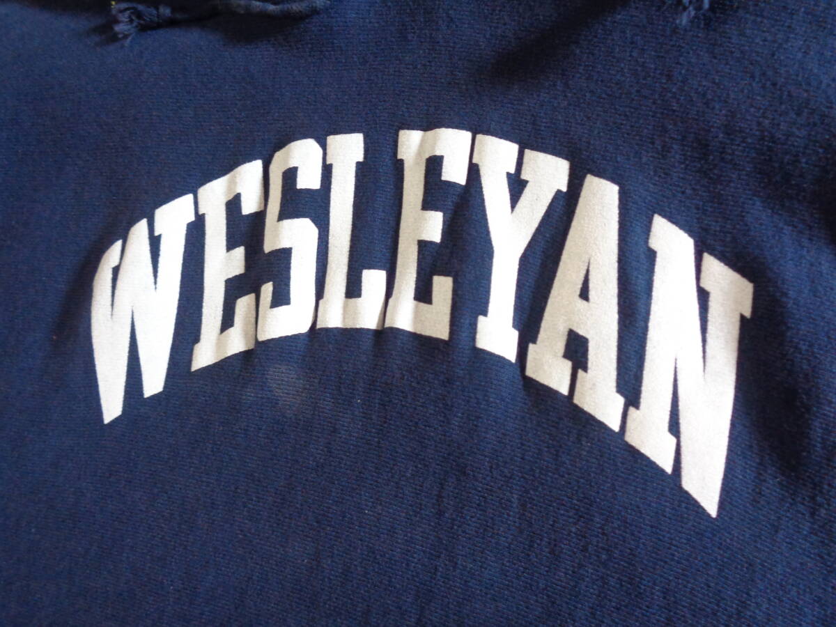 XL/ウェズリアン大学/Wesleyan/トリコ刺繍タグ/90s/チャンピオンChampion/リバースウィーブ/ビンテージ/スウェット/パーカー/ネイビー_画像2