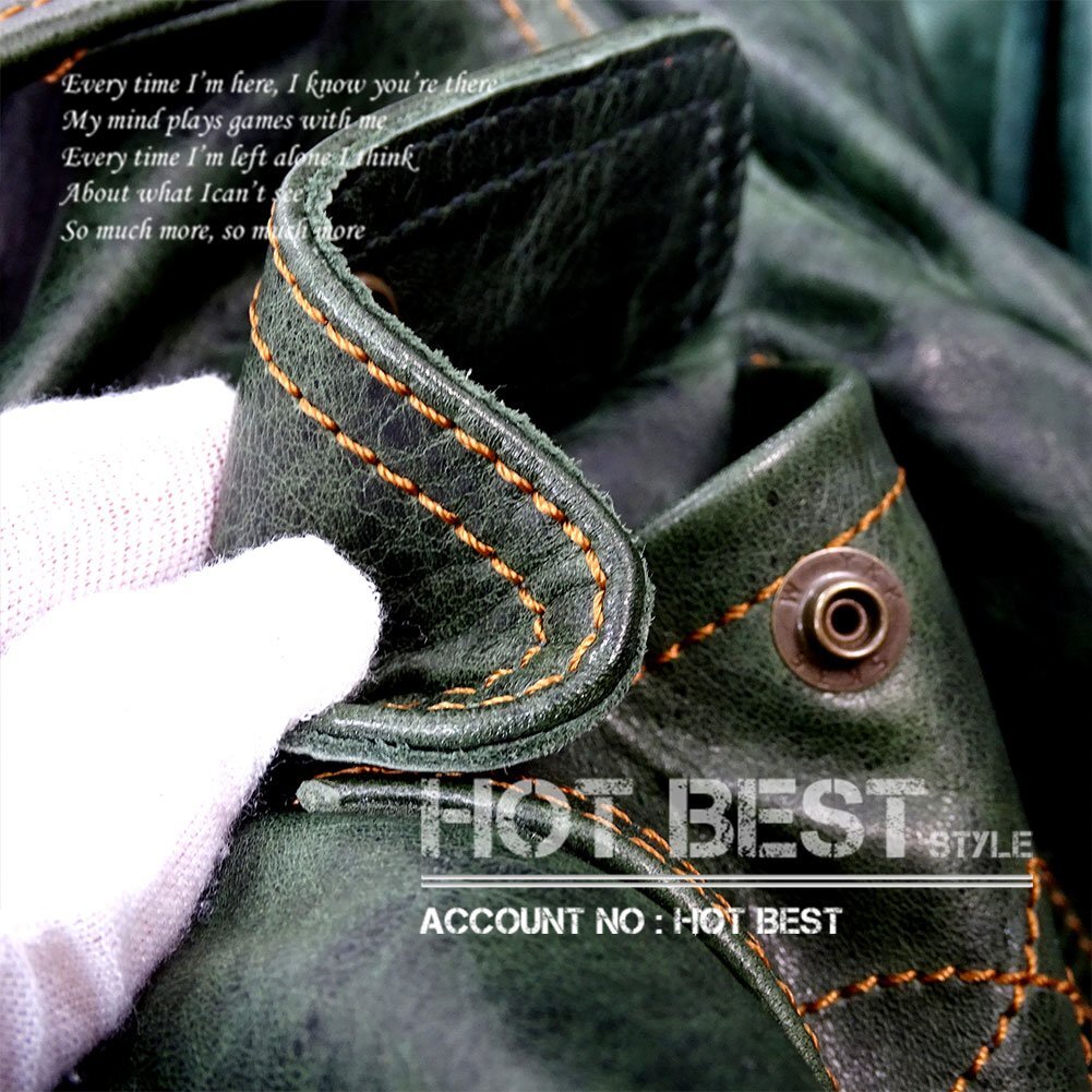 最高峰 質感 柔らかめ ホースハイド 復刻 コサックジャケット ボンバー メンズ イタリアンレザー 馬革【XL】HBY667の画像2