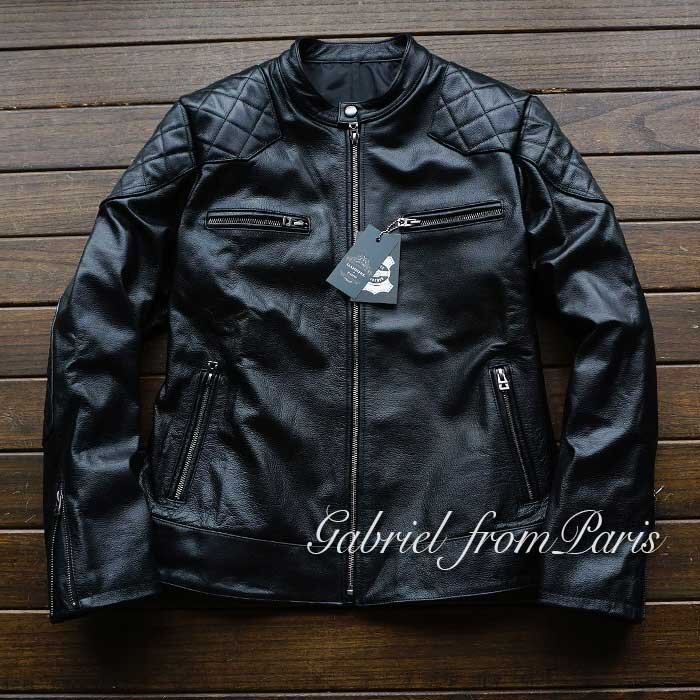  highest peak 20 ten thousand #GABRIEL highest grade napa* Beckham favorite * Italian leather original leather kau hyde rider's jacket /48/XXXXXL