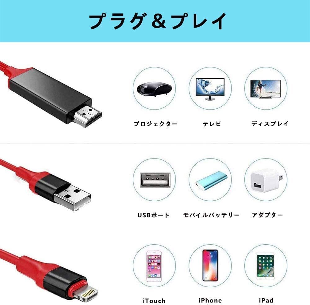 iPhone HDMI изменение кабель iPhone/iPad подходит для всех моделей HDMI адаптор телевизор ...1080P разрешение звук такой же период мощность задержка нет APP не необходимо установка не необходимо 