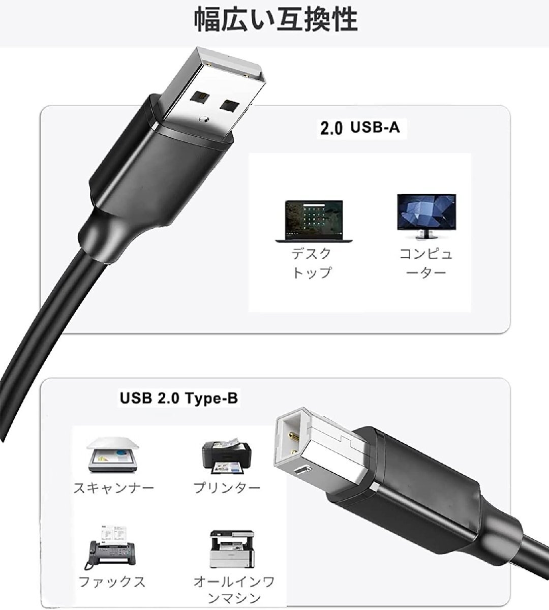 プリンターケーブル「1.5M」 USBケーブル abタイプ プリンター配線 Canon／Epson／Brother／HP などの複合機_画像6