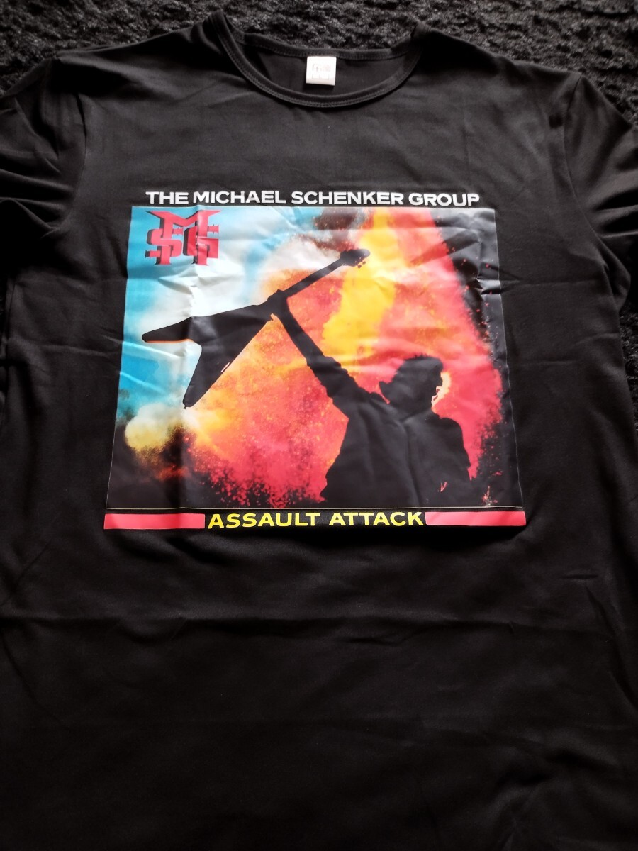 ! Michael *shen car * group THE MICHAEL SCHENKER GROUP T-shirt .. record ASSAULT ATTACK MSG Graham *bo net T shirt