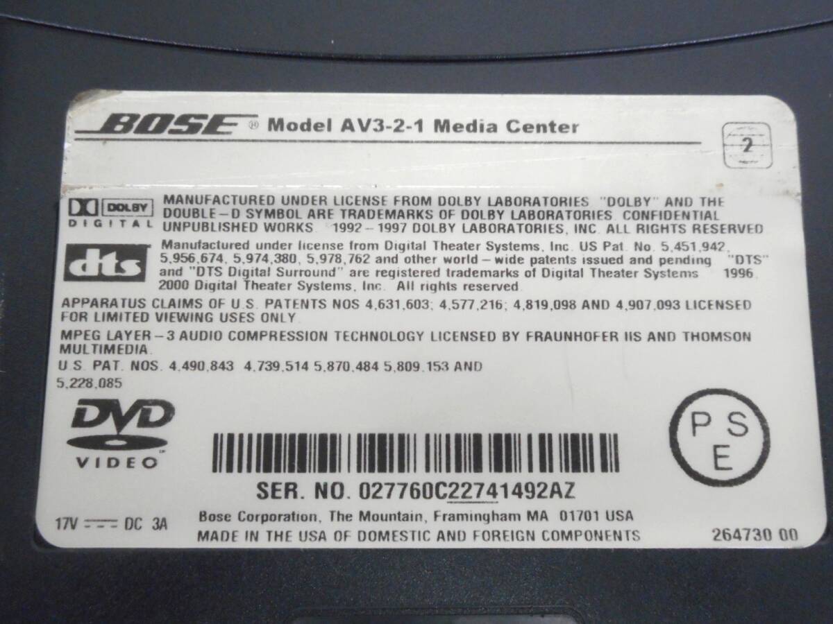 BOSE ボーズ AV3-2-1II home entertainment system ホームエンターテイメント システム サラウンドシステム CD/DVD リモコン付 の画像5