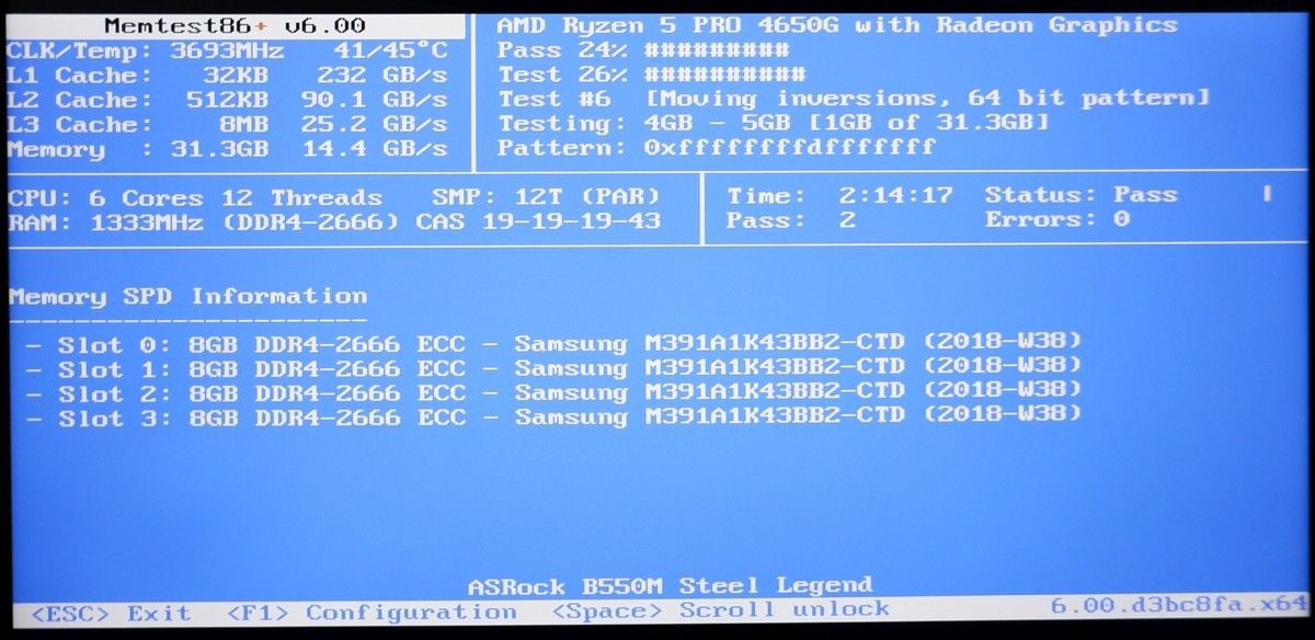 Samsung DDR4-2666 ECC Unbuffered 8GB×2枚 計16GB　PC4-21300