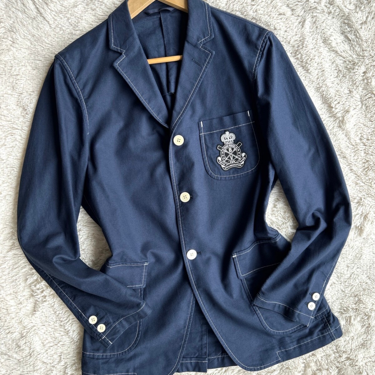 希少Lサイズ！VAN JACKET × BOAT HOUSE エンブレム付き テーラードジャケット 紺ブレザー ヴァンジャケット ボートハウス 3 ネイビーの画像2