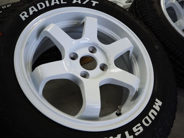 ゴツゴツ系 カスタムサイズ 15inch 4-100 6.5J+38 WH マッドスター ラジアル A/T 195/65R15 プロボックス サクシード フィット クロスビー_画像4