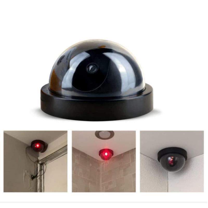 security camera dummy 2 pcs monitoring camera indoor outdoors dome type security crime prevention measures crime prevention sticker attaching cost reduction kospaLED blinking black 2 piece 