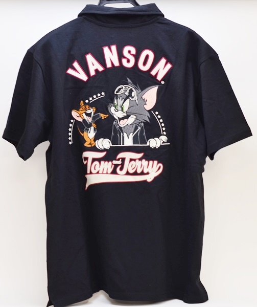 新品 タグ付き vanson×TOM＆JERRY コラボ 半袖 ポロシャツ ブラック XLサイズ TJV-2411 バンソン トムとジェリー 刺繍の画像6