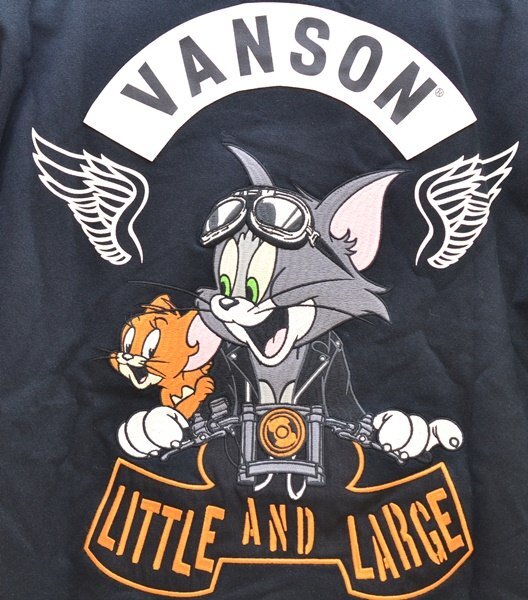 新品 タグ付き vanson×TOM＆JERRY コラボ Tシャツ ブラック XLサイズ TJV-2418 バンソン バイカーズトムとジェリー 刺繍_画像3