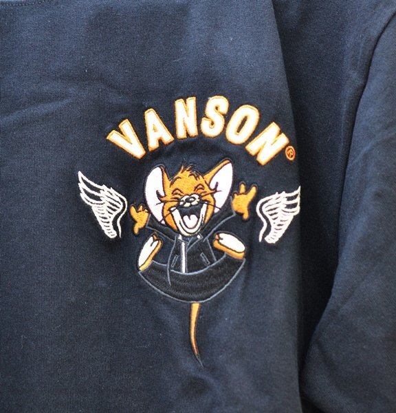 新品 タグ付き vanson×TOM＆JERRY コラボ Tシャツ ブラック XLサイズ TJV-2418 バンソン バイカーズトムとジェリー 刺繍_画像5