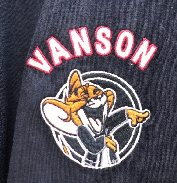 新品 タグ付き vanson×TOM＆JERRY コラボ 半袖 ポロシャツ ブラック XLサイズ TJV-2411 バンソン トムとジェリー 刺繍の画像5