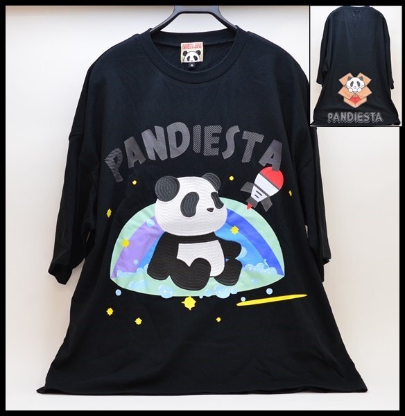 新品 タグ付き PANDIESTA JAPAN ビッグ 半袖Ｔシャツ パンダさん 宇宙 刺繍 熊猫 554108 XLサイズ パンディエスタジャパンの画像1