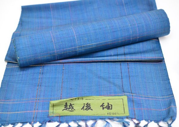 未使用 3点 反物 越後紬 絹100％ ウール紬 伝統工芸品 着物 kimono 道行 アンティーク 和装の画像2