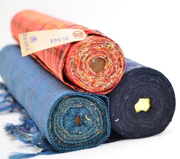 未使用 3点 反物 越後紬 絹100％ ウール紬 伝統工芸品 着物 kimono 道行 アンティーク 和装