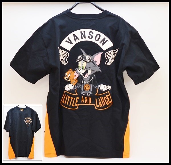 新品 タグ付き vanson×TOM＆JERRY コラボ Tシャツ ブラック XLサイズ TJV-2418 バンソン バイカーズトムとジェリー 刺繍_画像1