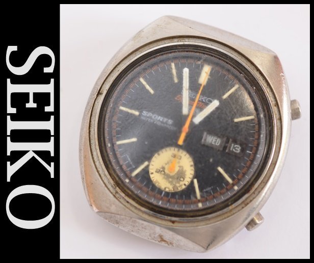 訳あり SEIKO セイコー 5 スポーツ スピードタイマー クロノグラフ SEIKO 5 SPORTS SPEEDTIMER 6139-8000 黒 不動品_画像1