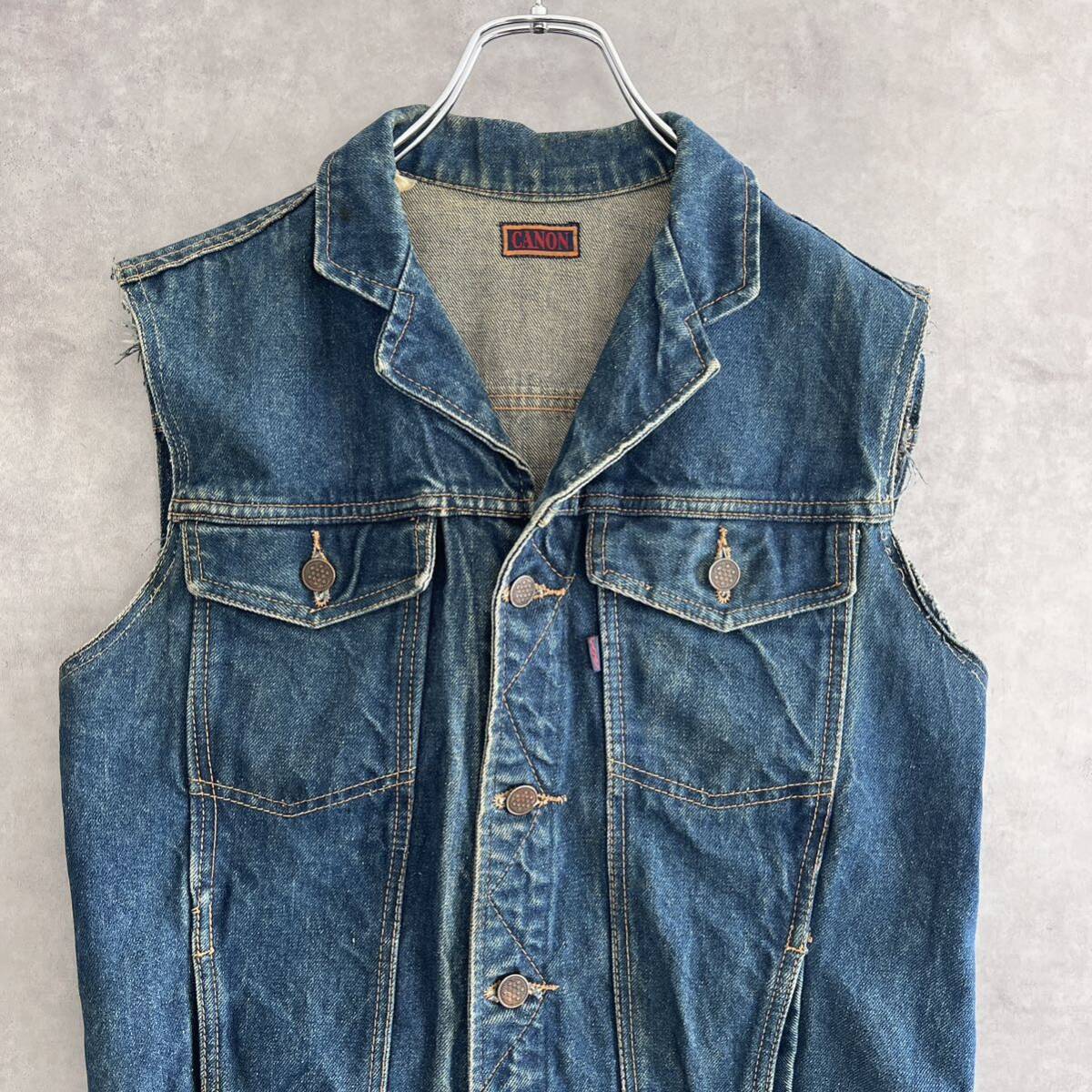 80s CANON デニムベスト ヴィンテージ 13スターボタン 40 Vintage DENIM JACKET デニムジャケットunisex_画像1