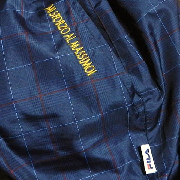FILA biella Italia フィラ 裏地付き パンツ スポーツウェア ゴルフウェア トレーニング 紺 チェック柄 ビッグサイズ LL 美品の画像6