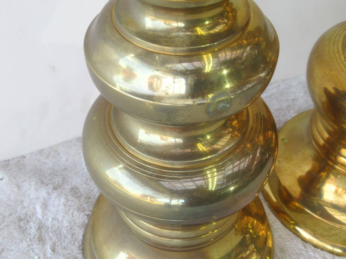 中口 火立 高さ約49cm 2台 一対セット 金峰 燭台 大型 ローソク立て 真鍮製 寺院 仏壇 仏具の画像7