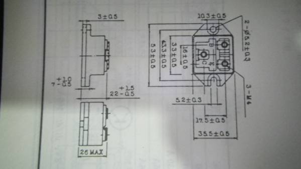 角型　ＶＣＢＯ＝６００Ｖ　Ic=５０Ａ　Pc=３００Ｗ　東芝製　ダーリントン　パワートランジスタ　ＭＧ５０Ｇ１ＢＬ３_外形寸法図の画像例です。