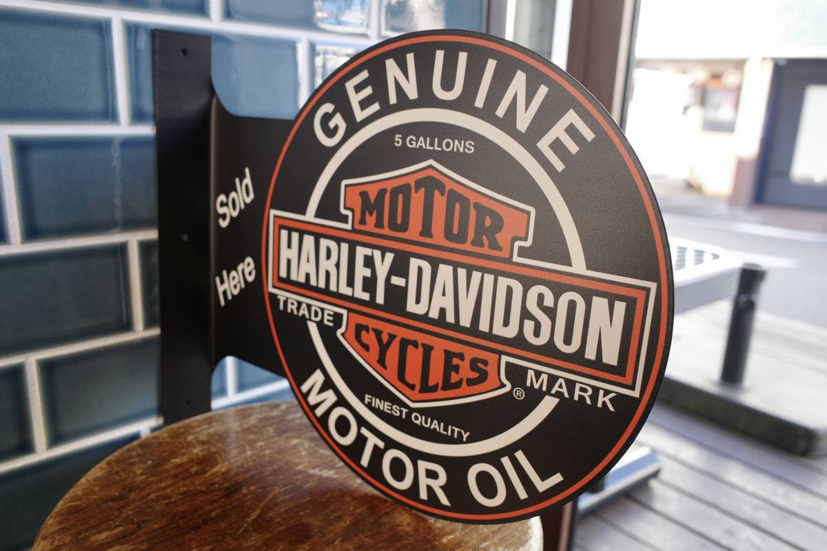 新品　Harley Davidson ハーレー　フランジサイン メタルサイン 看板 コーナー 世田谷ベース インテリア ビール カフェ バー_画像1