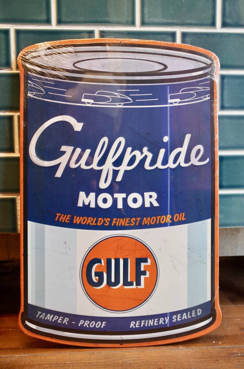 新品　ビッグサイズ　GULF ガルフ　OIL CAN エンボスメタルサイン　看板　オイル缶　世田谷ベース　インテリア　ガレージ_画像1
