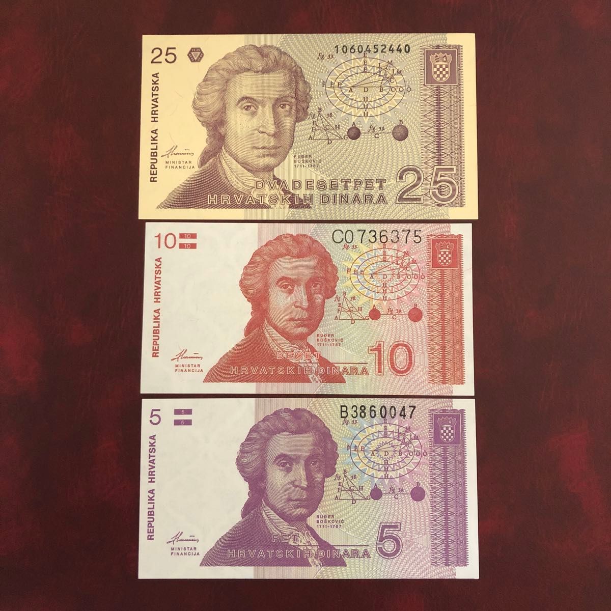 旧紙幣　クロアチア　3種類