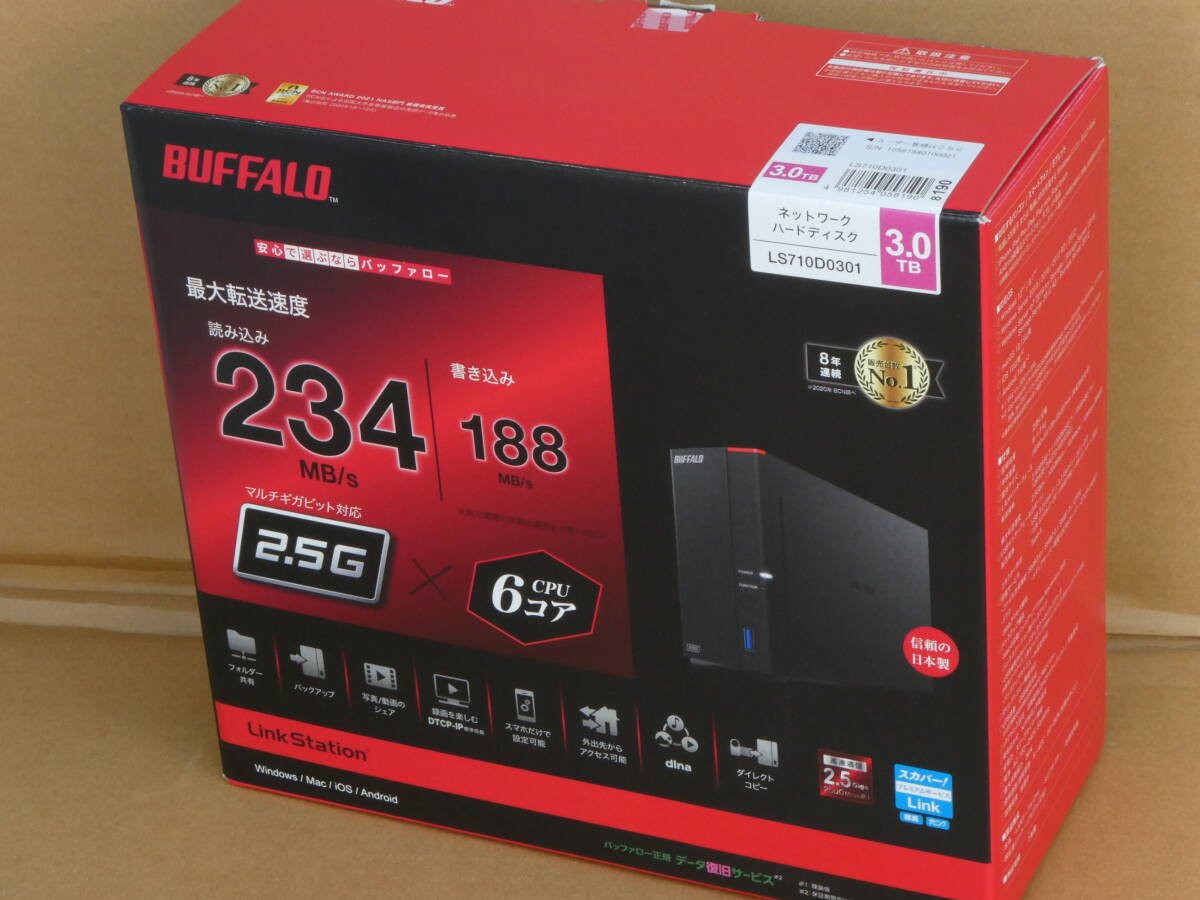 ◆ほぼ未使用 バッファロー LS710D0301 3TB NAS 2.5Gb-LAN 高速CPU BUFFALO LinkStation 