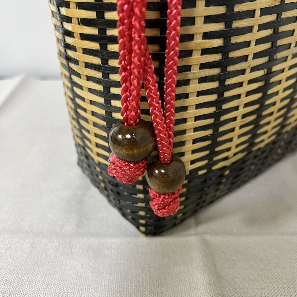 SI# корзина сумка чёрный красный серия женский женщина юката праздник мелкие вещи портфель бамбук сумка японский костюм японская одежда японский стиль мешочек цветочный принт симпатичный inserting предмет красный 