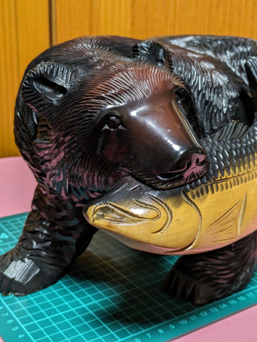 木彫りの熊 オブジェ 縁起物 置物 北海道 木製 木彫インテリア木彫り熊お土産アイヌ住まい