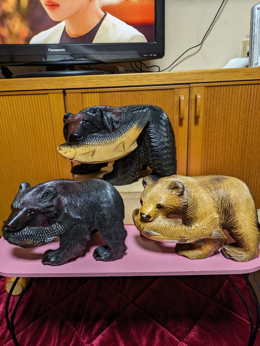 木彫りの熊 北海道 昭和レトロ アイヌ オブジェ 木彫り 置物 民芸品 熊木彫りクマインテリア飾り
