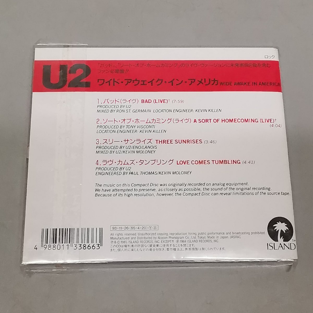 未開封 CD 帯付 U2 / ワイド・アウェイク・イン・アメリカ WIDE AWAKE IN AMERICA Z5631の画像2