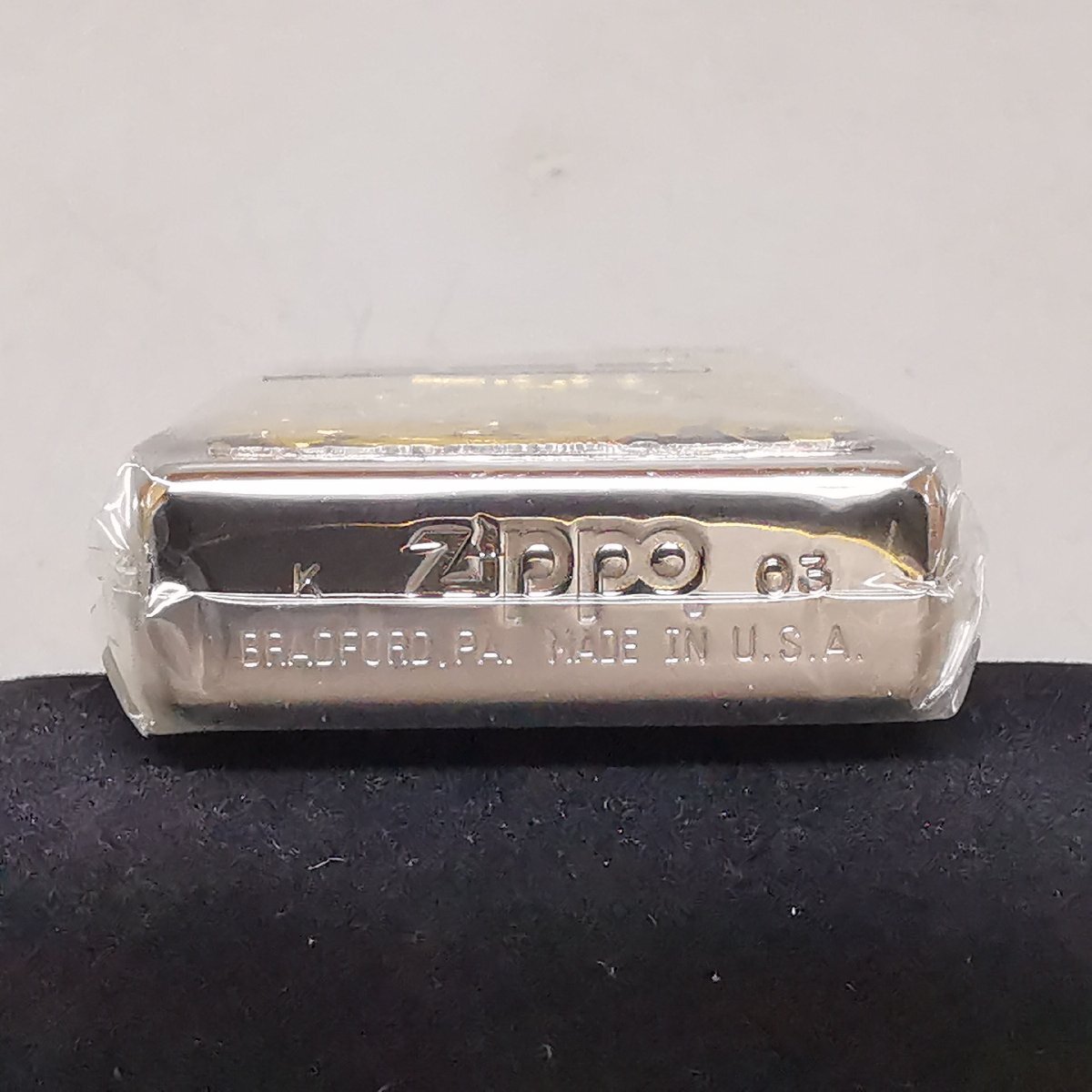 未使用 ZIPPO ジッポー 純銀製プレート仕上 2003年製 オイルライター ケース付 Z5642_画像5