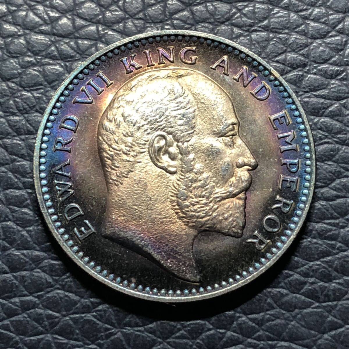 外国古銭 イギリス　1907年　EDWARD　VⅡ　エドワード7世 イギリス領海峡植民地 希少　小型銀貨 貿易銀 _画像2