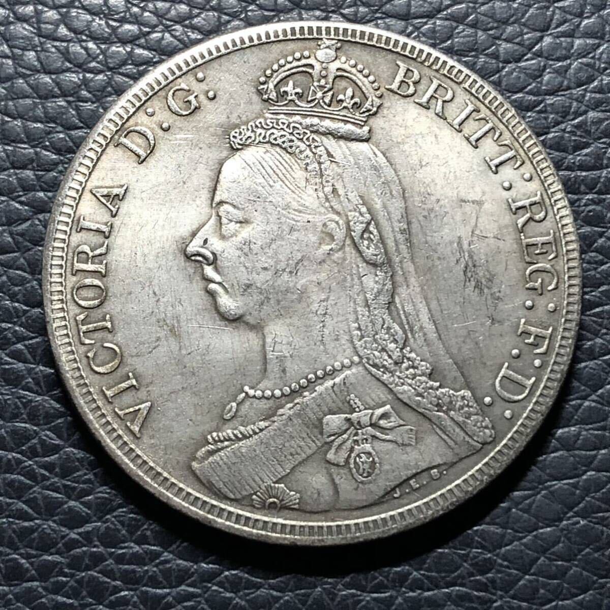 外国古銭 イギリス 1887年 ヴィクトリア女王 ハノーヴァー朝第6代女王 初代インド皇帝（女帝）貿易銀 大型銀貨 の画像1
