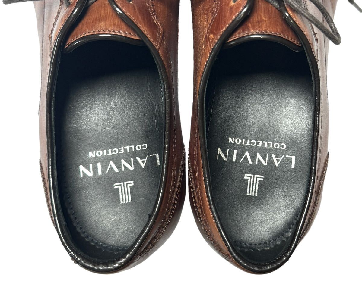  Lanvin коллекция 25cm 83376 Brown LANVIN COLLECTION натуральная кожа распорка chip кожа обувь платье обувь бизнес USED товар 
