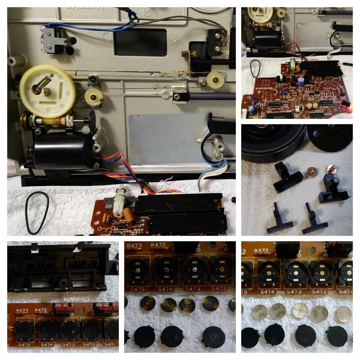 SL-10 テクニクス 準美品 ☆整備済動作良好 ☆P24C ☆即決特典インシュレーター&バネを新品に ☆青色LED化 ☆純正付属品一式/取説 (H277)_メカメンテ前/中 タクトSW分解清掃