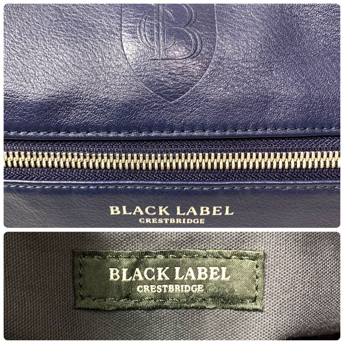 1円 極美品 ●BLACK LABEL CRESTBRIDGE メンズ ブラックレーベル ショルダーバッグ メッセンジャー ロゴ ブルー 青 レザー 本革 斜め掛け_画像10