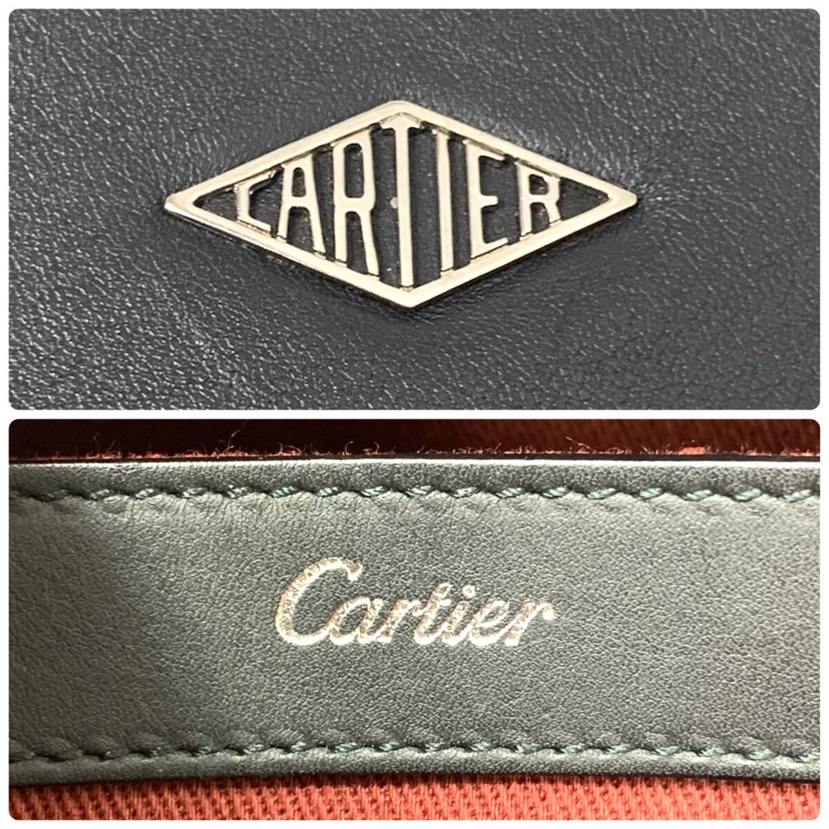 1円 美品/付属品完備 ●Cartier カルティエ メンズ クラッチバッグ セカンド ロゴ金具 ブラック レッド 黒 赤 レザー 本革 A4収納 書類の画像9