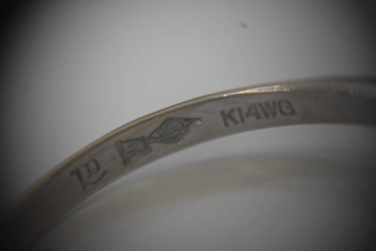 うぶ品 K14WG刻印 ダイヤ付リング 14金ホワイトゴールド 指輪 約2.7g の画像6