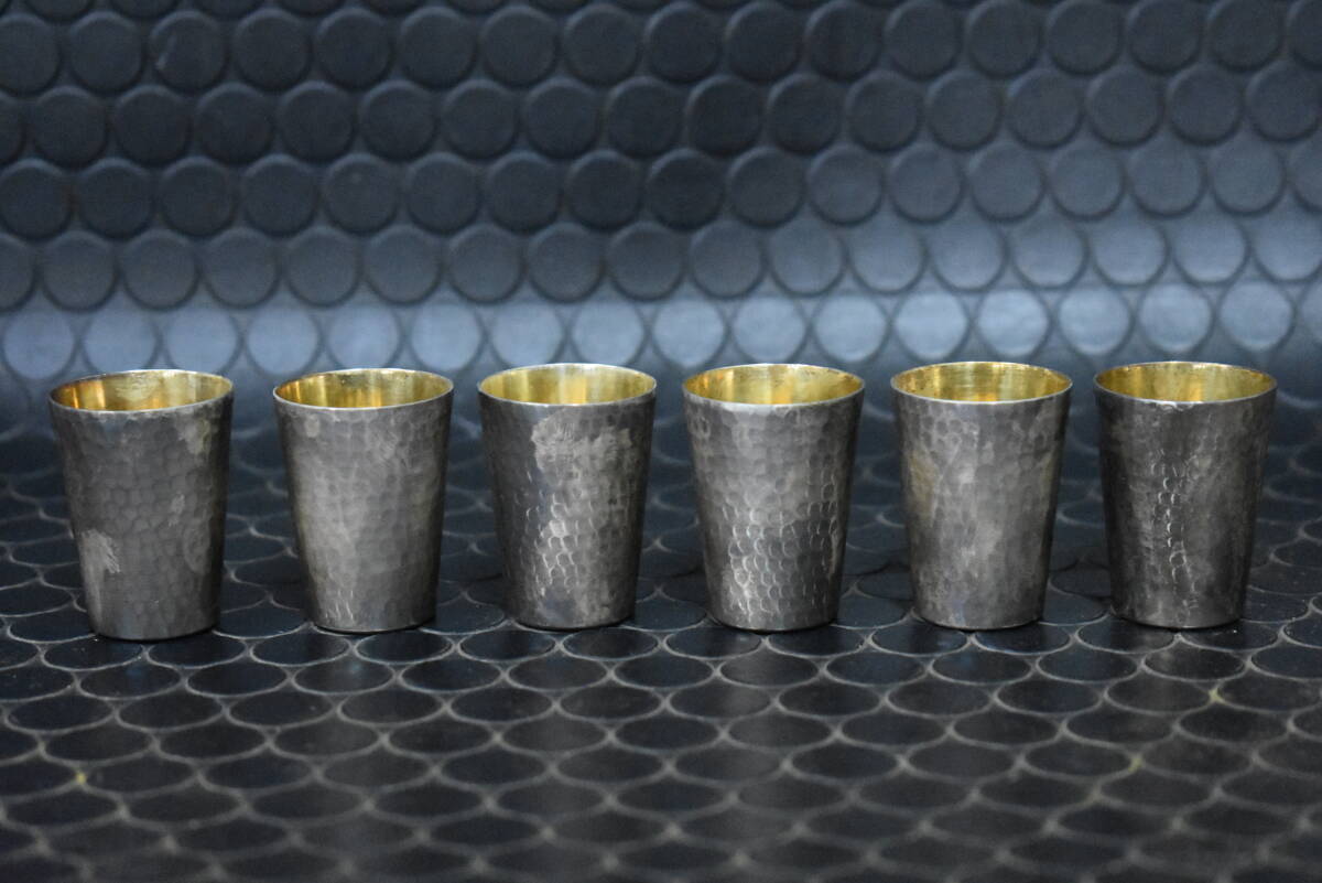 うぶ品 銀製カップ ６客セット 計88.1ｇ ケース付 グラス 酒器の画像3