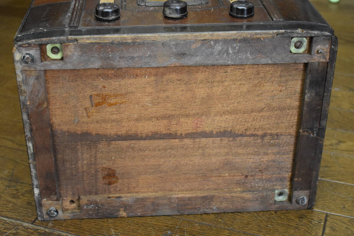 うぶ品 昭和レトロ National ナショナル 木製真空管ラジオ R-53 未確認 未整備品 ジャンクの画像6