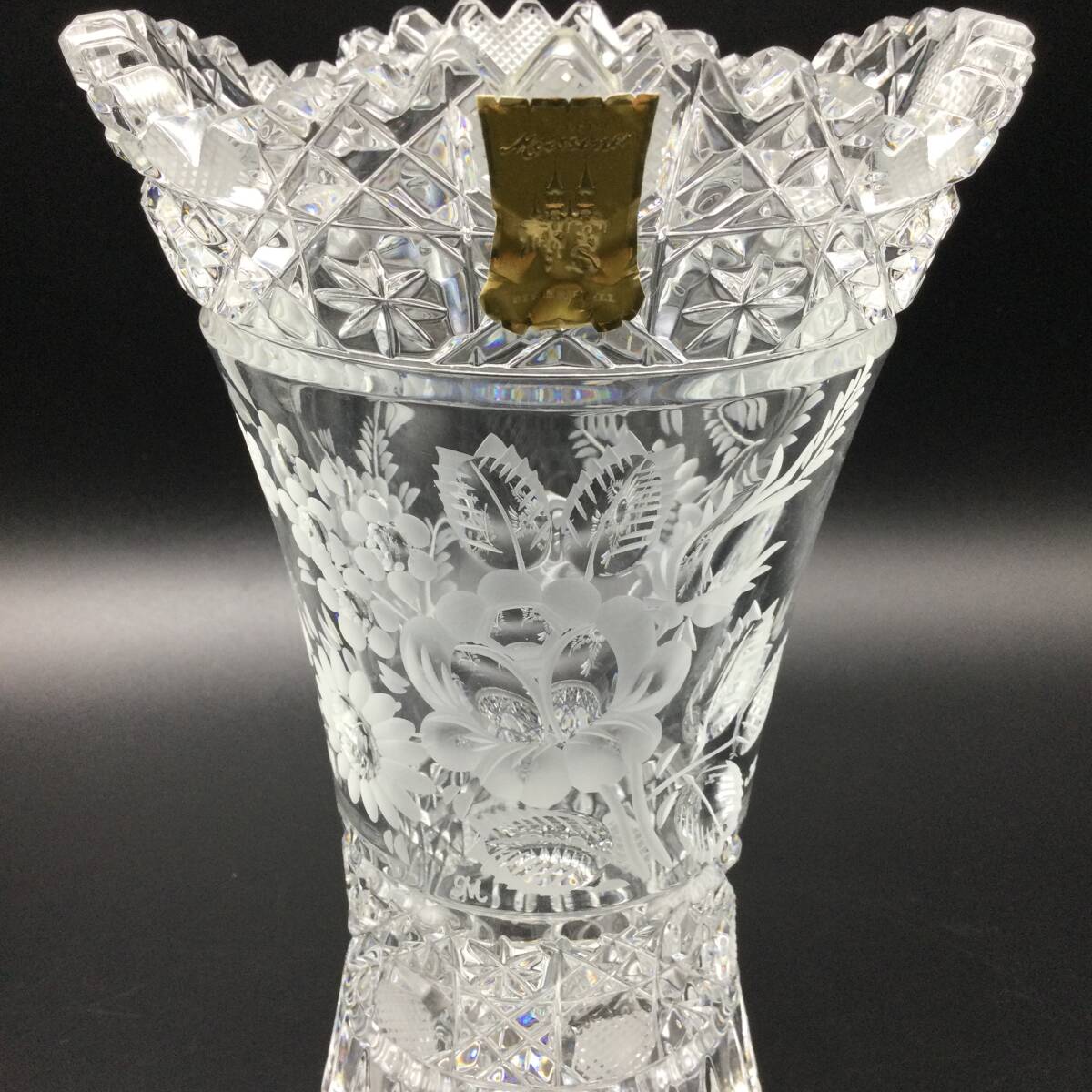 【3511】未使用 Meissen マイセン クリスタル ガラス フラワーベース 花瓶 花器の画像4