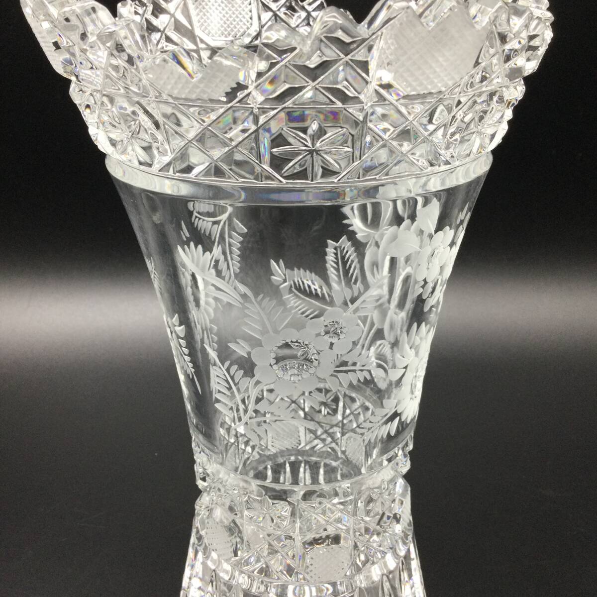 【3511】未使用 Meissen マイセン クリスタル ガラス フラワーベース 花瓶 花器の画像8