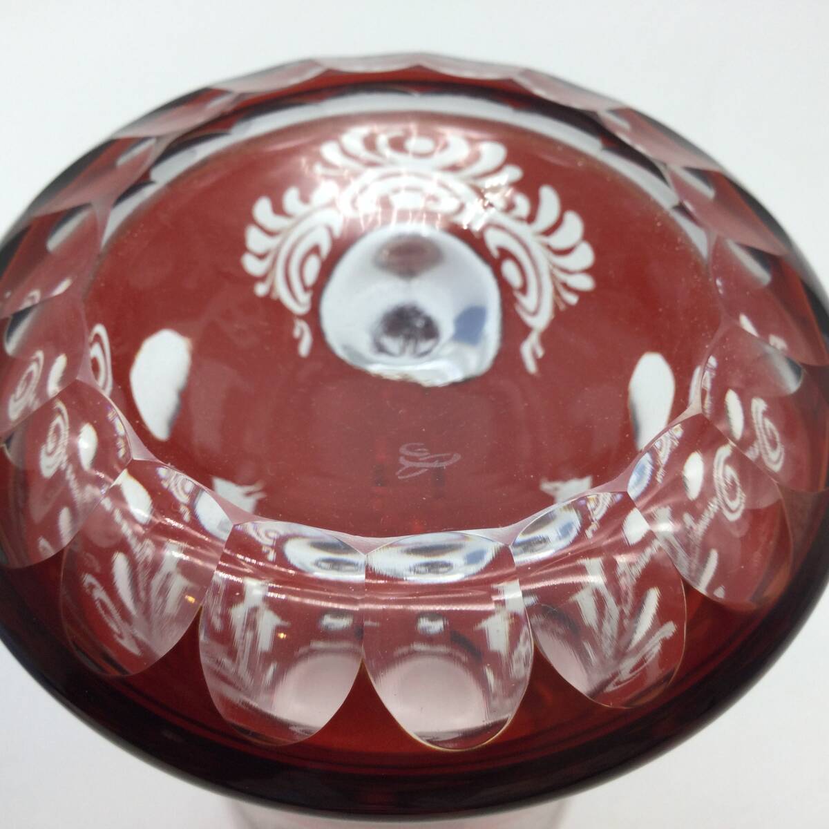 【3299】BOHEMIA GLASS LASKA ボヘミアグラス ラスカ EGERMANN エーゲルマン ビアマグ ビアジョッキ 赤 レッド クリスタル ガラスの画像7