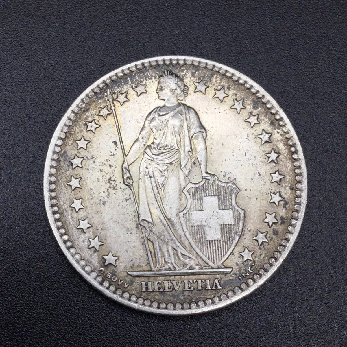 【6327】スイス 銀貨 1964年 2フラン 重量約10ｇ コイン メダル 外国銭 硬貨 貨幣の画像1