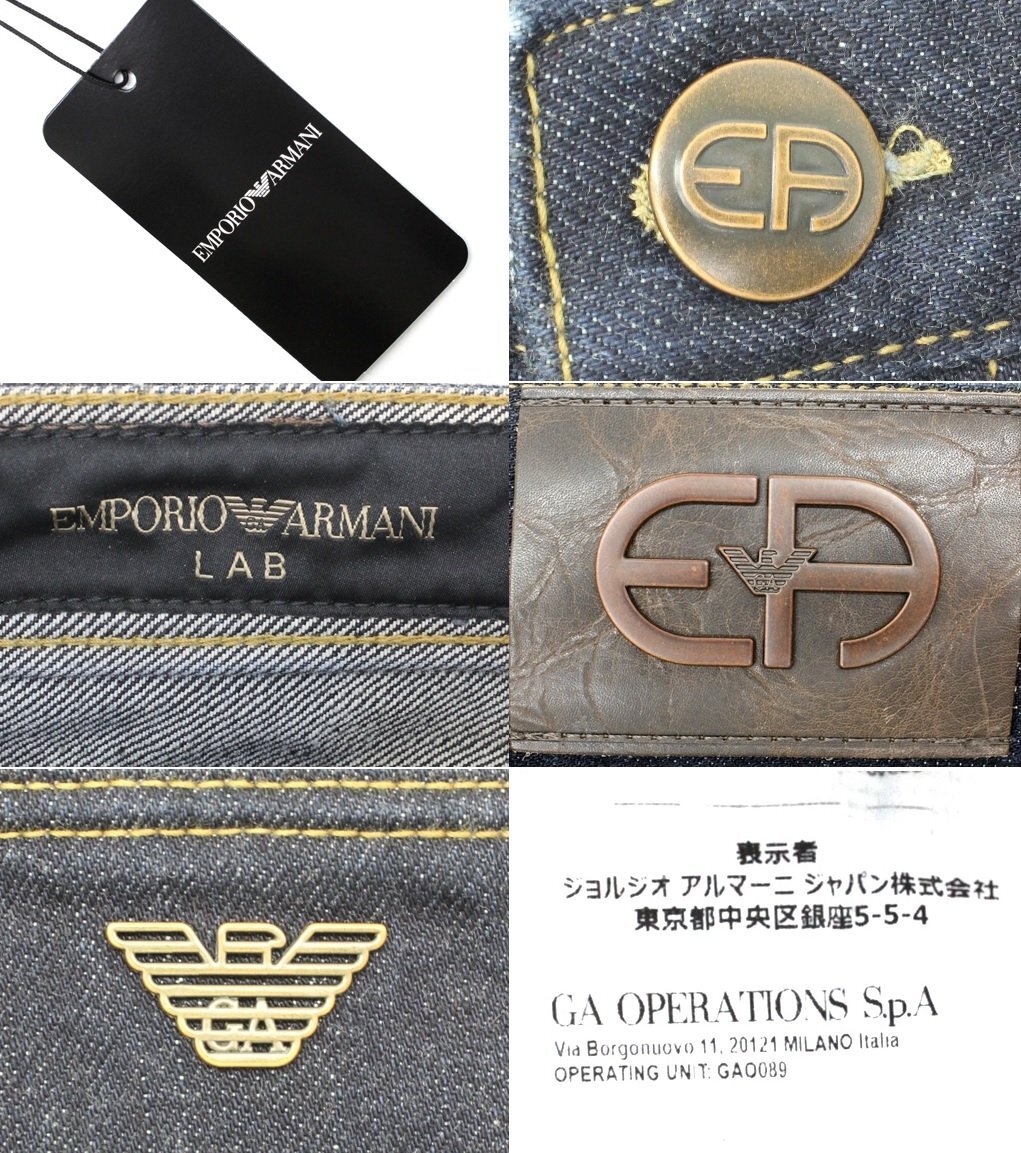 8万新品◆29◆EMPORIO アルマーニ リミテッドエディション イーグルモチーフプレート付き インディゴデニムジーンズ SLIM FIT『J75』 1円_画像9