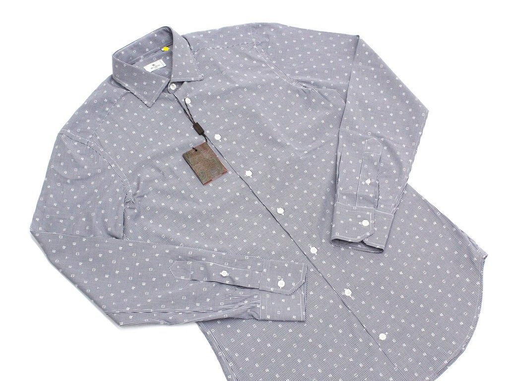 8万新品◆39=S～M◆エトロ◆紺白ギンガムチェック×ETROロゴ イタリア製爽やかコットンシャツ【ETRO】1円_画像3