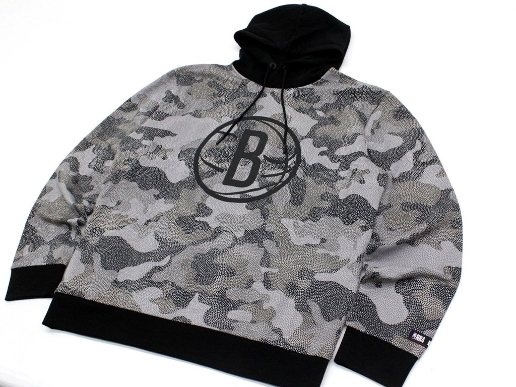 4万新品◆XL◆ボス BOSS×NBAコラボ BROOKLYN NETS カモフラージュプリントフーディースウェットプルオーバー『W_Camo_NBA』1円の画像3