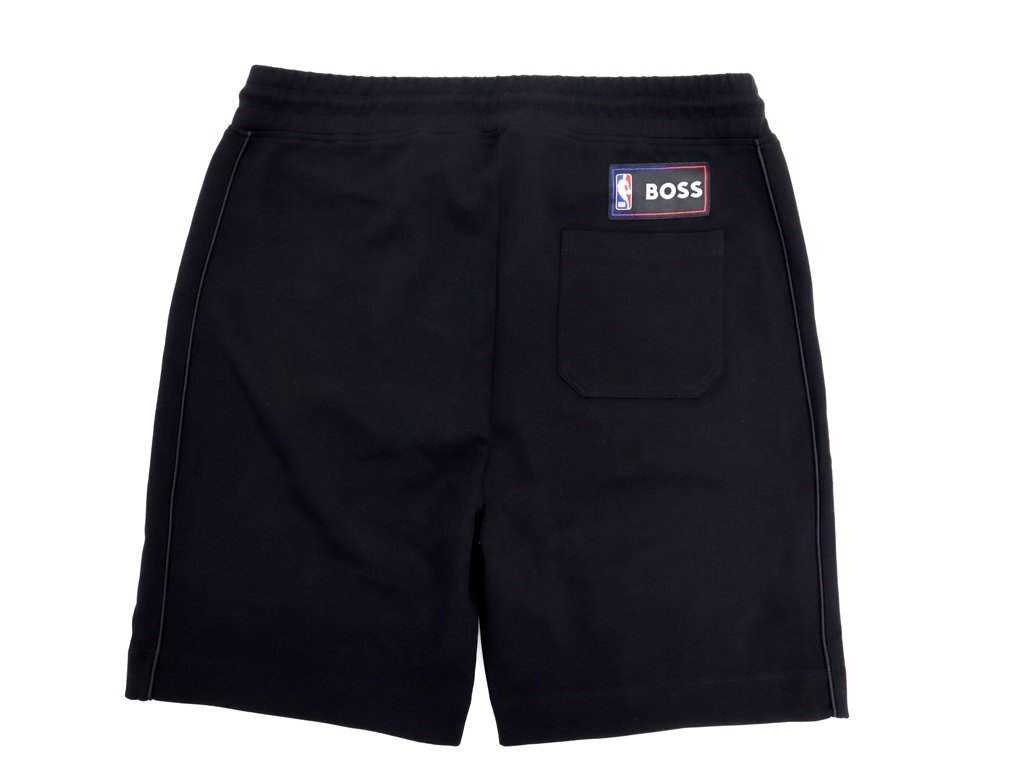 3万新品◆L◆ボス BOSS×NBAコラボ BROOKLYN NETS ロゴ入りスウェットハーフパンツ 黒『Slam_2_NBA』1円の画像5